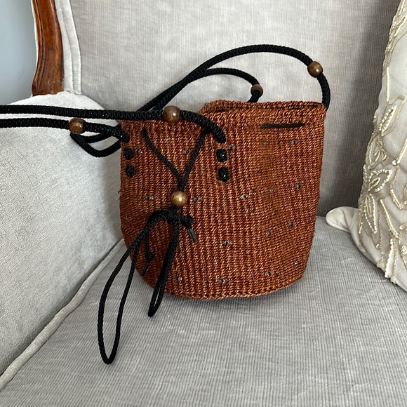Handbags - Small Woven Bucket Bag